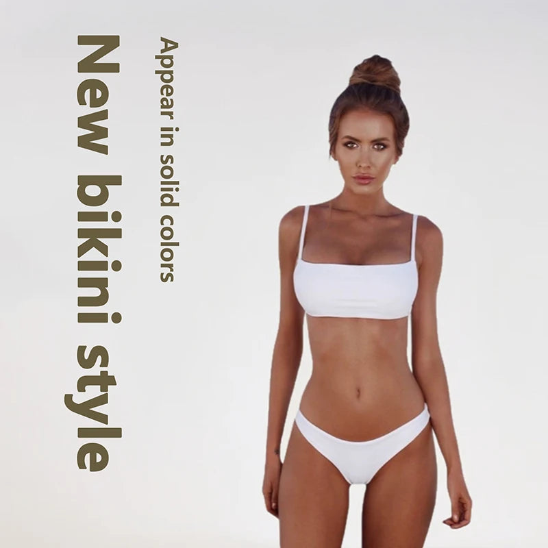 New Solid Sexy Bikini Set Women Swimming Suit Fashion Swimsuit Two-Piece Swimwear Bathing Suit Female Biquini XL SetsHotsale