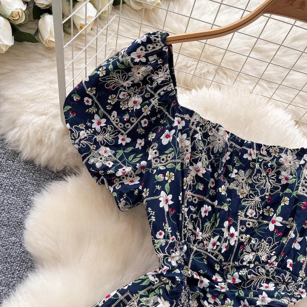Women Floral Romper Off Shoulder Ruffle Sleeve Shorts Jumpsuit Cute Elegant Fit Body Summer Outfit 2025 Trendy Clothing