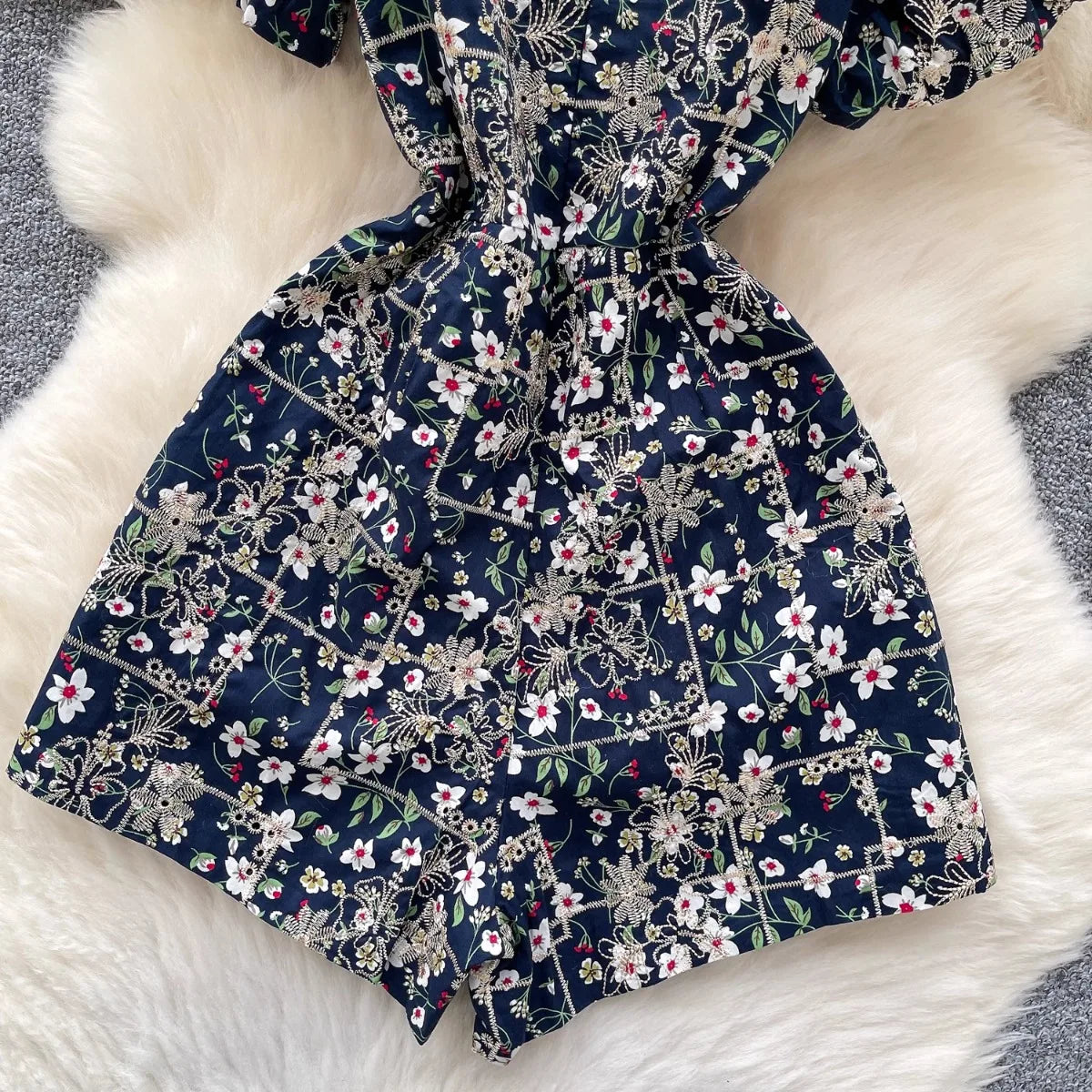 Women Floral Romper Off Shoulder Ruffle Sleeve Shorts Jumpsuit Cute Elegant Fit Body Summer Outfit 2025 Trendy Clothing