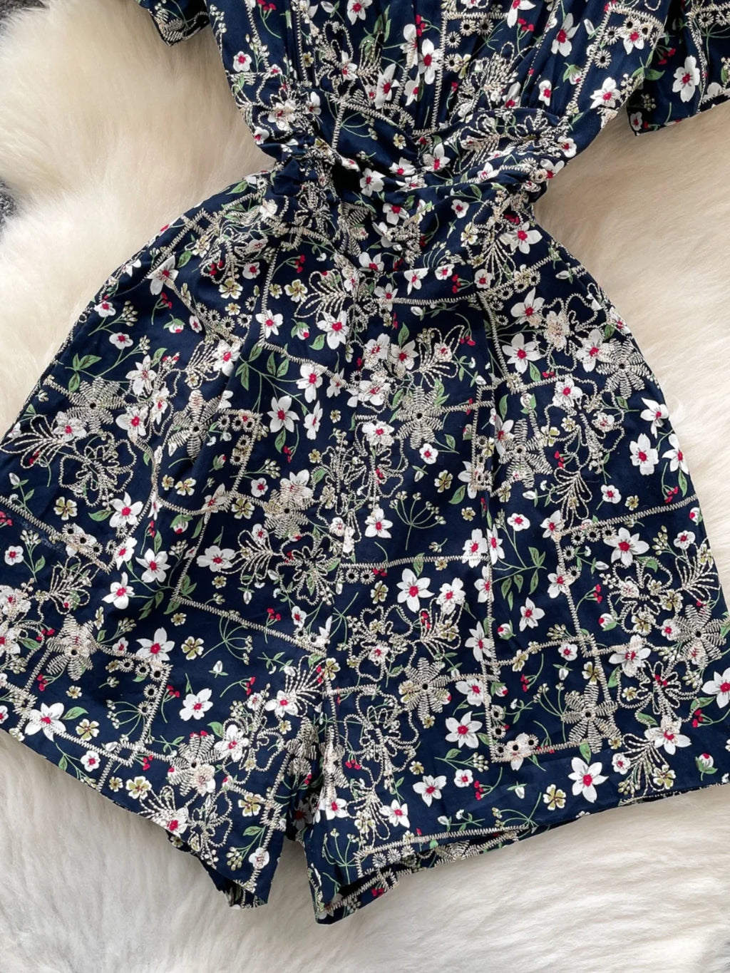 Women Floral Romper Off Shoulder Ruffle Sleeve Shorts Jumpsuit Cute Elegant Fit Body Summer Outfit 2025 Trendy Clothing